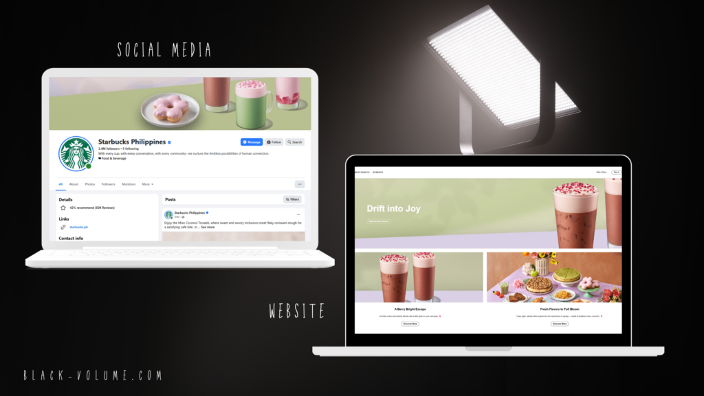 Starbucks' social media vs. their website